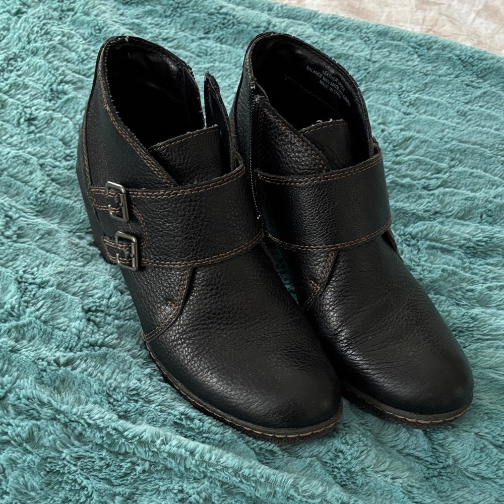 Black Leather Ankle Boots